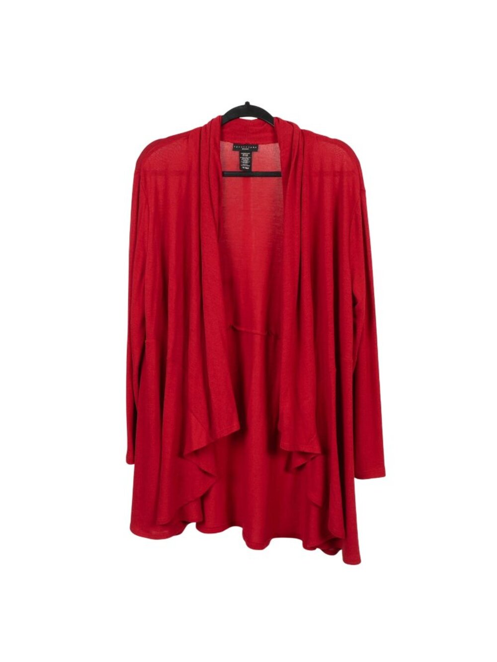Waterfall Cardigan Sweater 16 18W Womens Red Long Stretch Wrap CottageCore Cozy